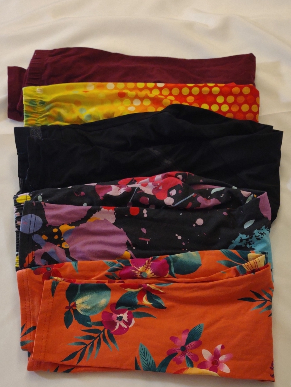 Bundle - Girl's Leggings - Multicolor & Solids - Size 14 - 5 Pairs